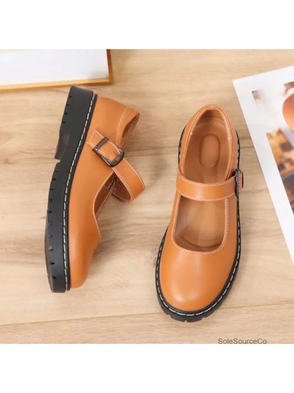 Women's Platform Mary Jane Oxford Shoes Faux Leather Comfortable Low Top